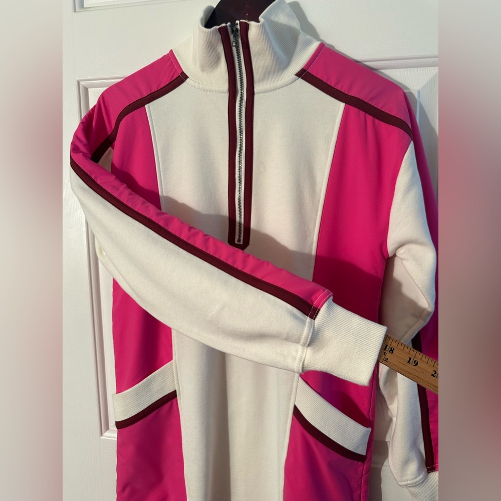 ANTHROPOLOGIE XXS Daily Practice PREPPY Color Block Twofer Mini Dress Pink White - Picture 12 of 16